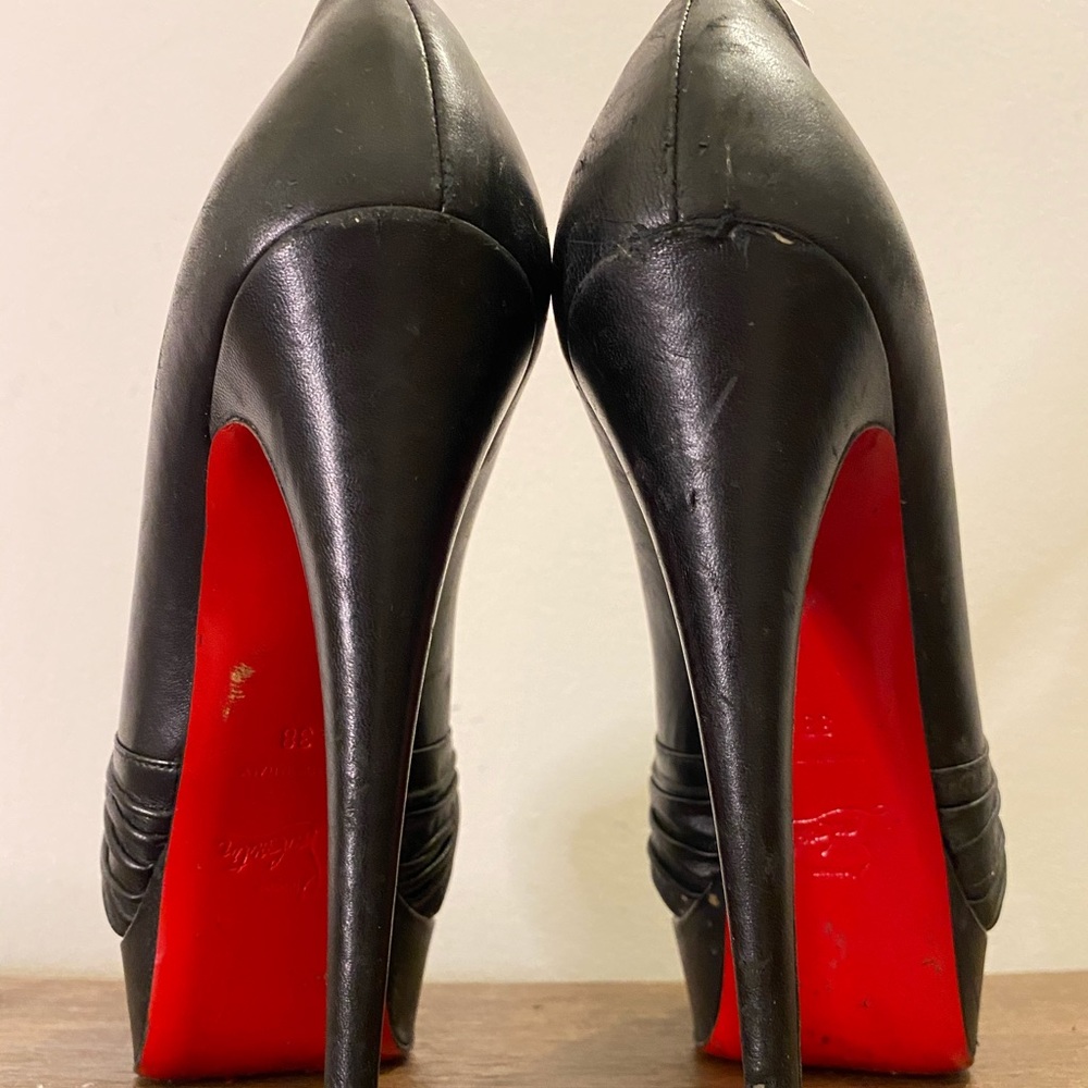 Christian Louboutin Black Leather Aborina Heels